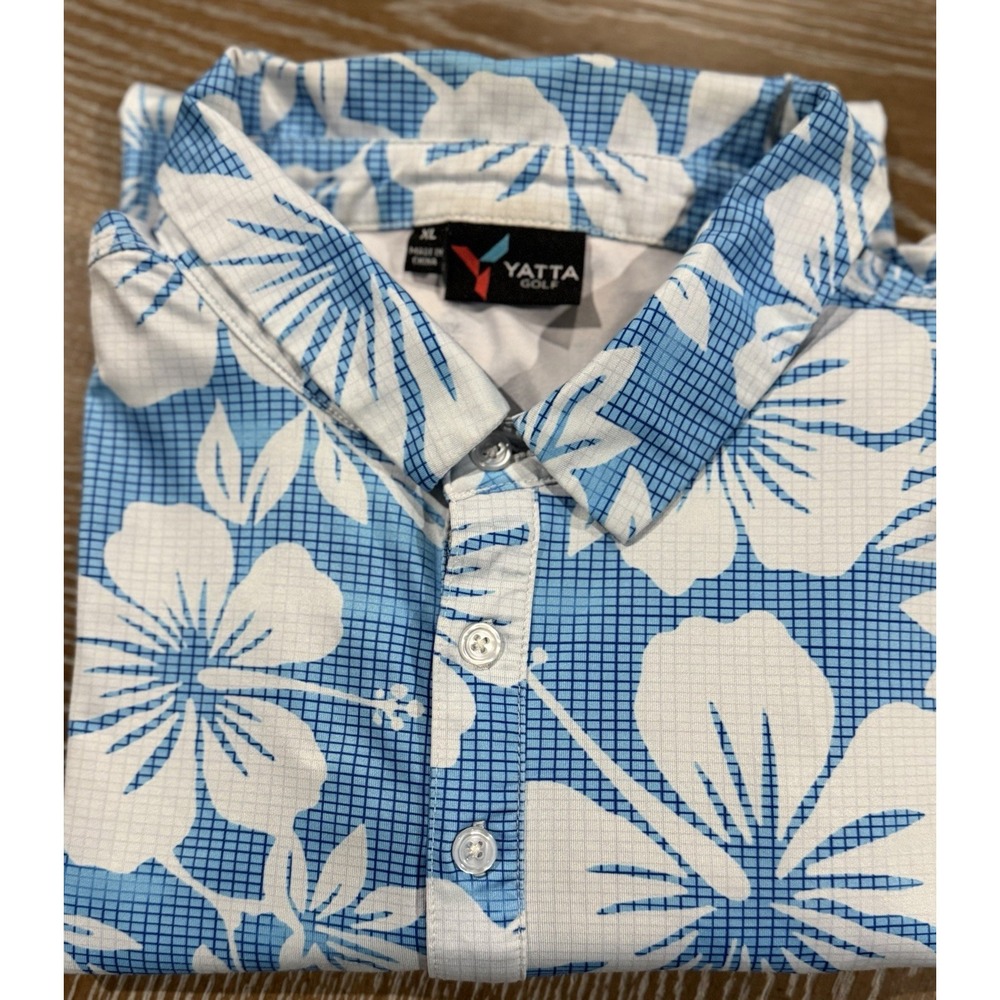 Yatta Golf Polo Shirt Blue Floral Men's Size XL